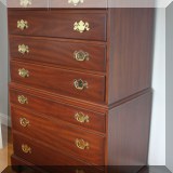 F30. Henkel Harris mahogany 8-drawer chest. 54”h x 40”w x 21”d - $595 
